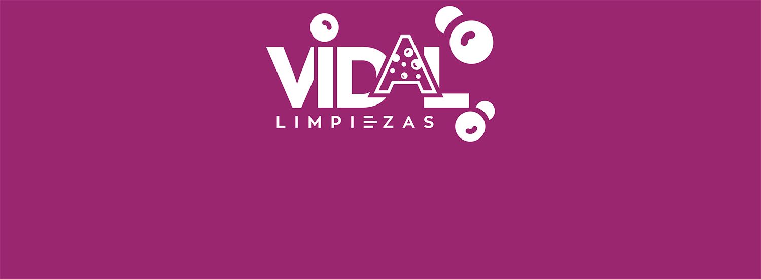 Logotipo de Vidal Limpiezas con fondo fucsia